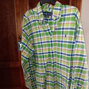 Vintage Polo Long Sleeve (Casual Button Down) Mutli Color Print Men's Large